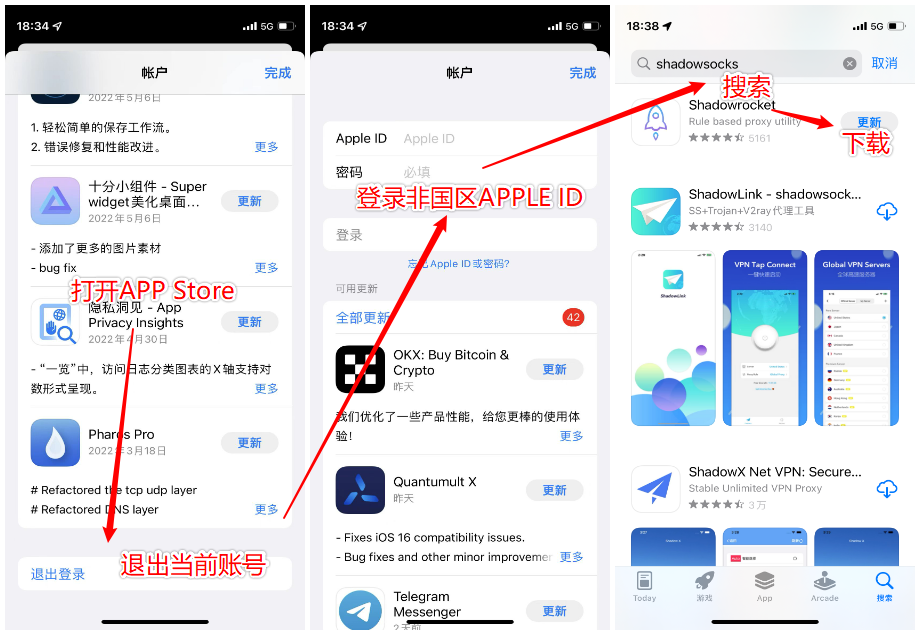 App Store 登录与下载流程图